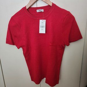 Suzy Shier Cropped Crew Neck Short Sleeve Sweater (Brand New)